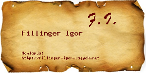 Fillinger Igor névjegykártya